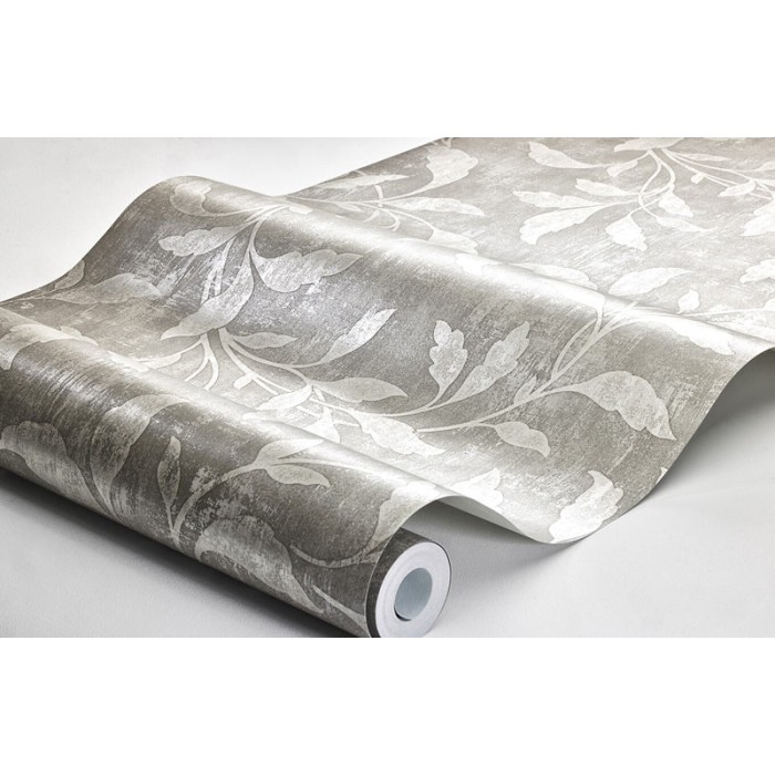 Borastapeter|Papel pintado floral estilo elegante en marrón con mica plateada|Papel Pintado