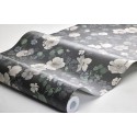 Borastapeter|Papel pintado floral estilo nocturno botánico en negro y verde jade|Papel Pintado