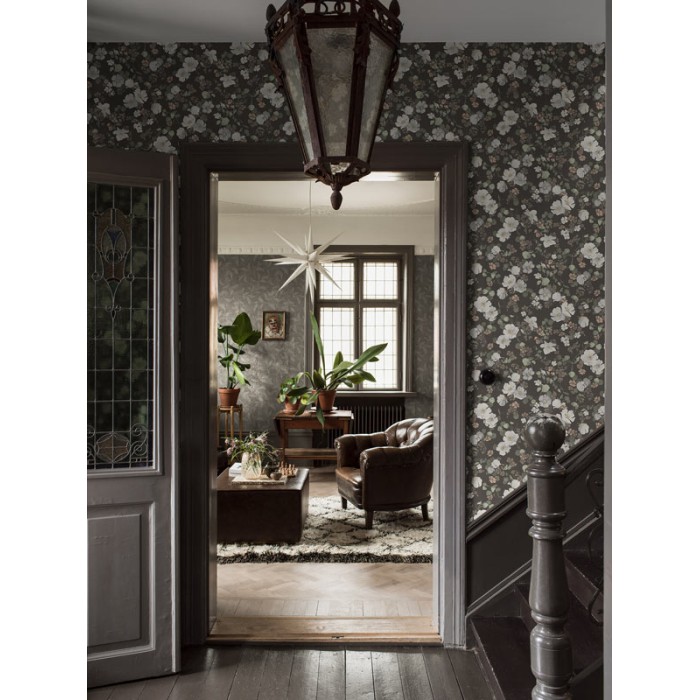 Borastapeter|Tapete magisch Nacht floral graubraun terrakotta Stil|Tapeten