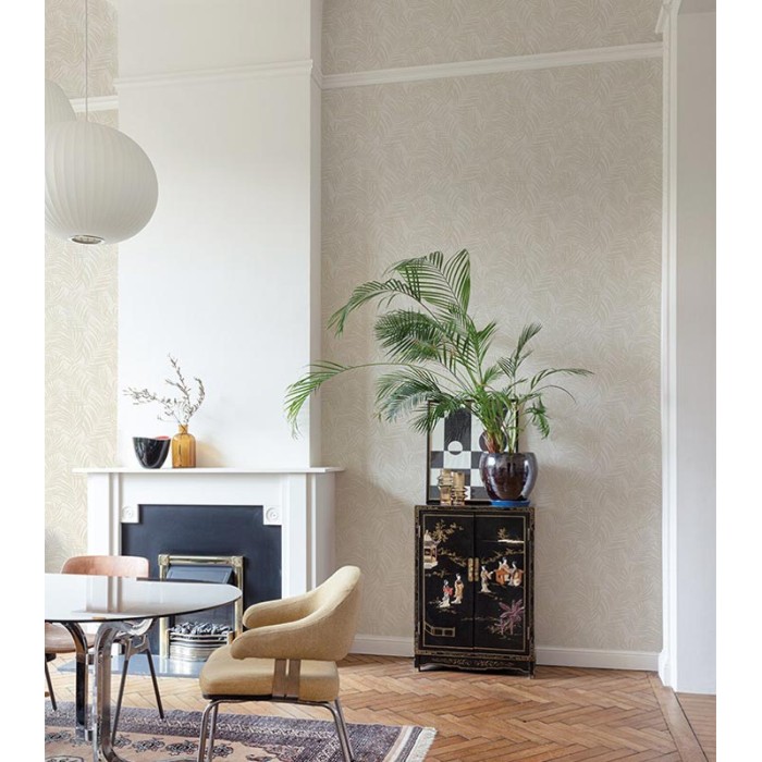 Grandeco|Papel pintado tropical beige con relieves|Papel Pintado