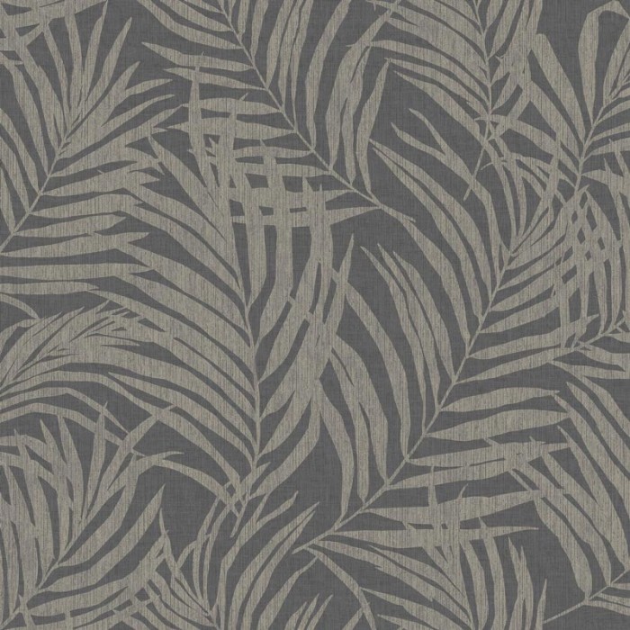 Papel pintado tropical gris plata textura - Grandeco Maison MN2013