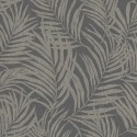 Papel pintado tropical gris plata textura - Grandeco Maison MN2013