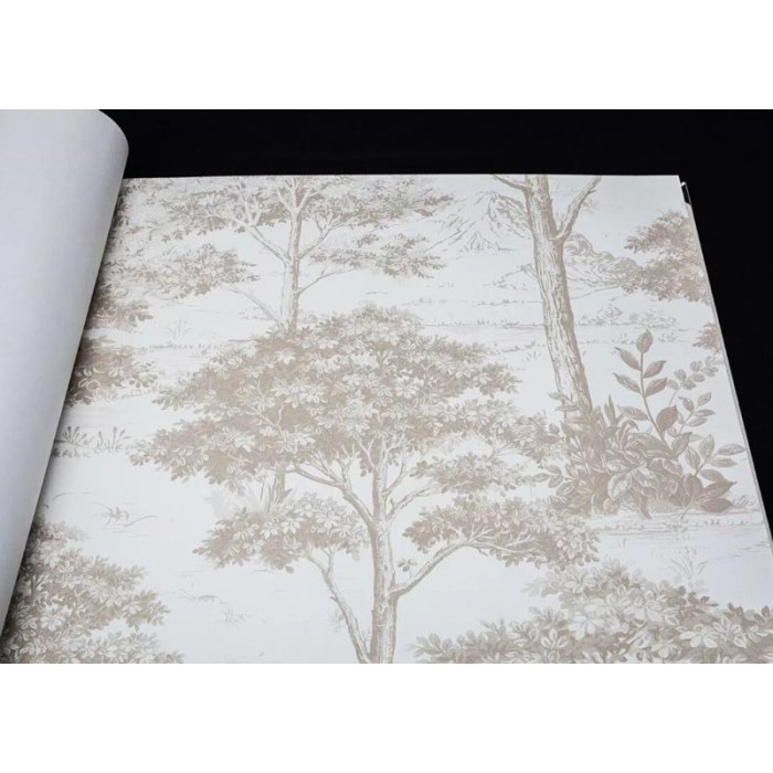 Papel pintado árboles floral beige - Grandeco Maison MN3003