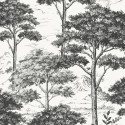 Grandeco|Baummuster weiß-schwarz Tapete|Tapeten