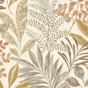 Grandeco|Papel pintado flores tropicales beige dorado|Tropical