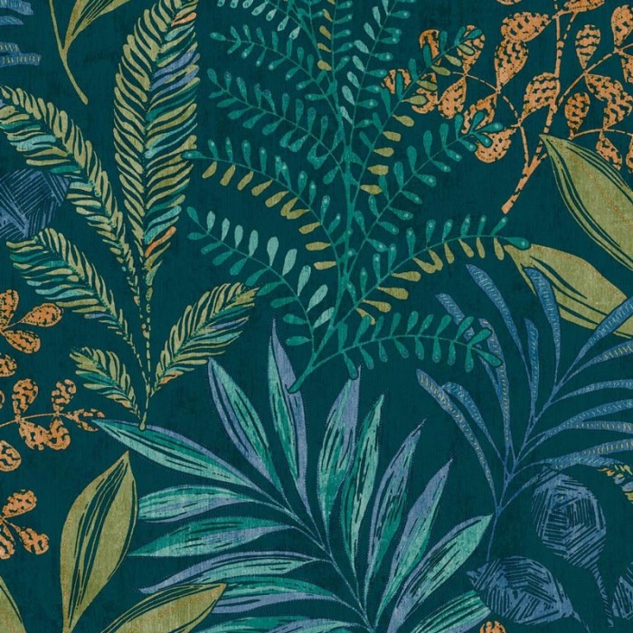Papel pintado hojas verdes tropicales - Grandeco Maison MN3112