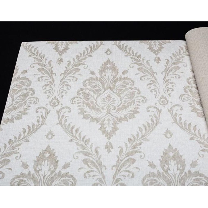 Grandeco|Elegant damask floral beige wallpaper|Damask