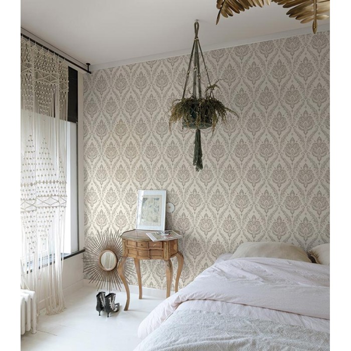 Grandeco|Papel pintado damasco floral color topo|Damasco