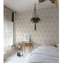 Grandeco|Damast florale Farbe Mausgrau Tapete|Damast