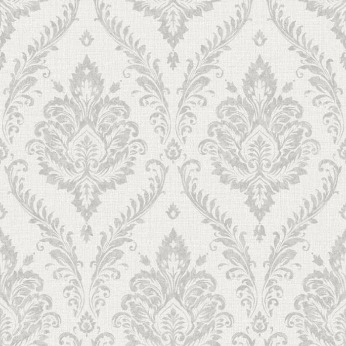 Papel pintado damasco adornos florales gris - Grandeco Maison MN3206