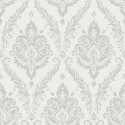 Papel pintado damasco adornos florales gris - Grandeco Maison MN3206