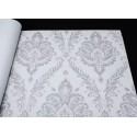 Papel pintado damasco adornos florales gris - Grandeco Maison MN3206