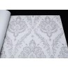 Papel pintado damasco adornos florales gris - Grandeco Maison MN3206