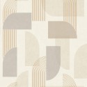 Papel pintado metalizado geométrico beige dorado - Grandeco Maison MN3304
