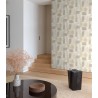 Papel pintado metalizado geométrico beige dorado - Grandeco Maison MN3304