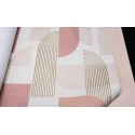 Papel pintado metalizado geométrico rosa dorado - Grandeco Maison MN3305