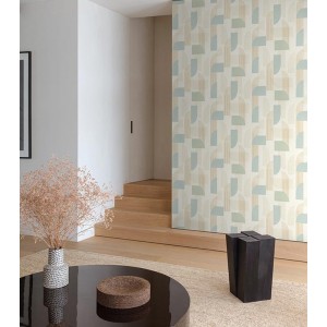 Grandeco|Metallisch gemusterte geometrische Beige-Gold Tapete|Geometrisch 2