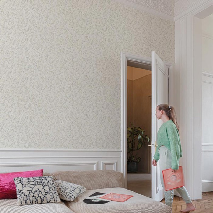 Grandeco|Florale Trauben hängende Blätter beige Tapete|Tapeten