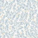 Grandeco|Blumensträuße und Blätter blau Tapete|Romantisch
