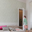 Grandeco|Papier peint fleurs bouquets et feuilles vert rose|Papier Peint