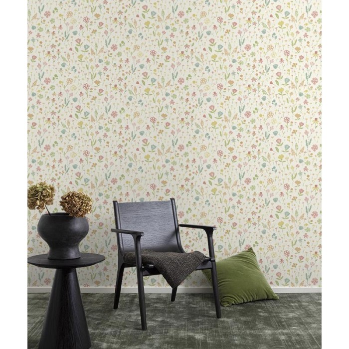 Grandeco|Kleine bunte Blumen weiß Tapete|Jugend