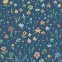 Grandeco|Small multicolor flowers blue wallpaper|Youth Style