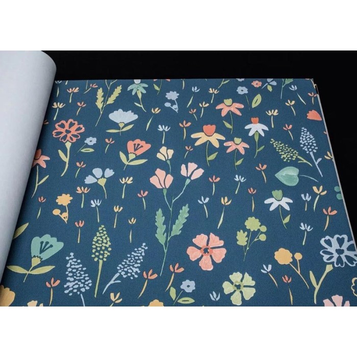 Grandeco|Small multicolor flowers blue wallpaper|Youth Style