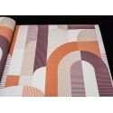 Grandeco|Papier peint cercles et rayures orange violet|Rétro