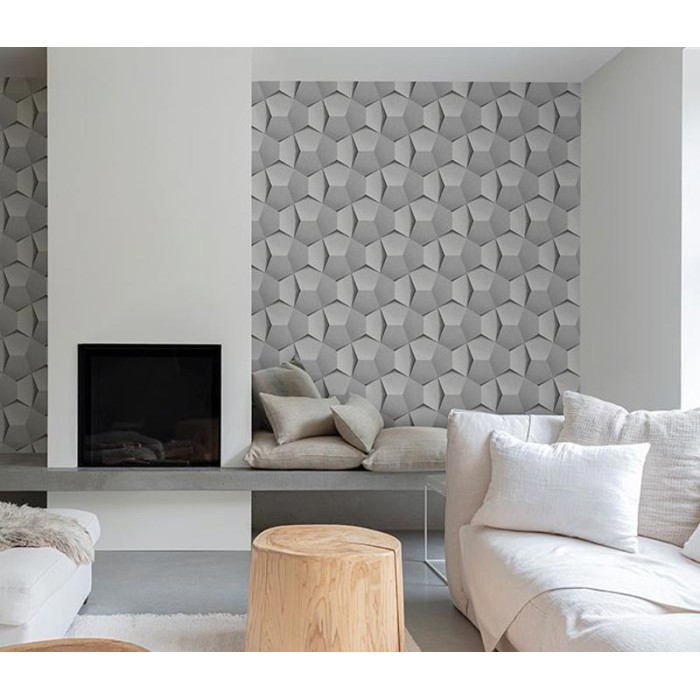 Papel pintado 3D moderno gris claro - Grandeco Tempo A54604