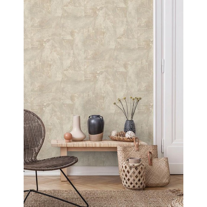 Grandeco|Papel pintado estuco metalizado beige|Imitacion Estuco