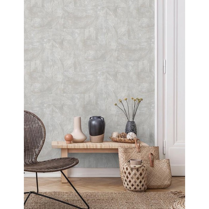 Papel pintado metalizado efecto estuco gris - Grandeco Tempo A56103