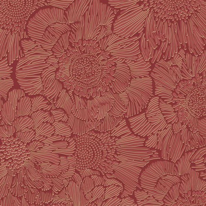 Grandeco|Papel pintado flores 3D tonos rojo|Papel Pintado