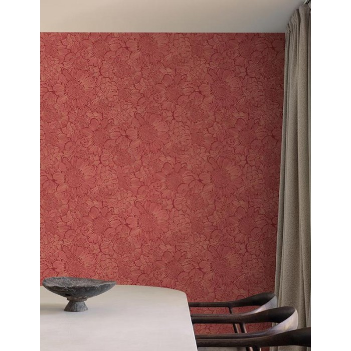 Grandeco|3D Blumen rot Tapete|Tapeten