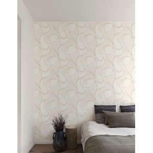 Papeldecor|Wallpaper white flowers with silver leaves|Wallpaper 2