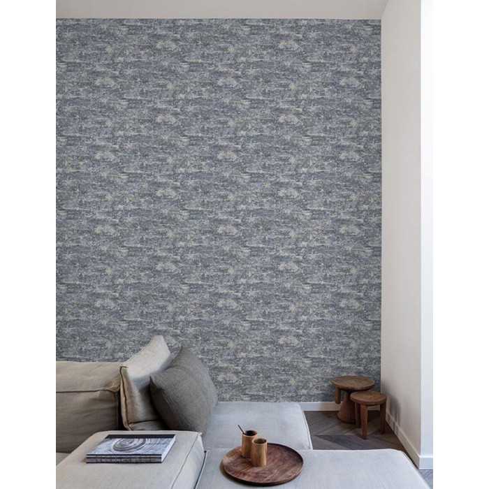 Papel pintado efecto muro natural de piedra azul - Grandeco Tempo A62004