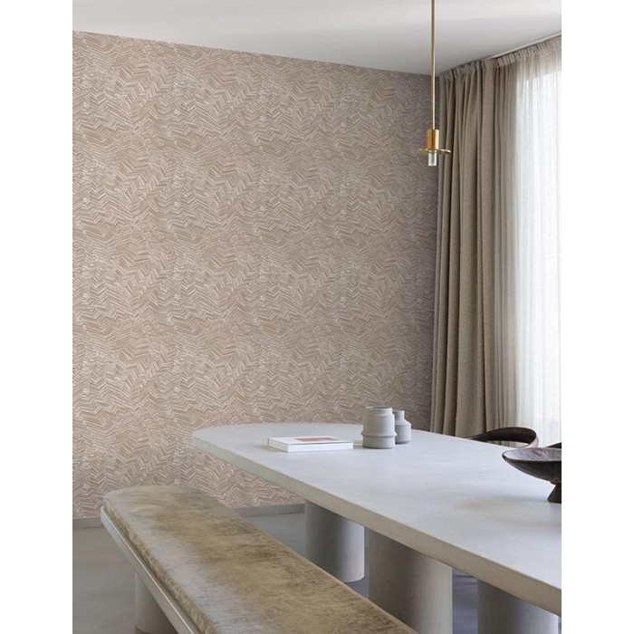 Grandeco|Papel pintado floral abstracto beige metalizado|Étnico