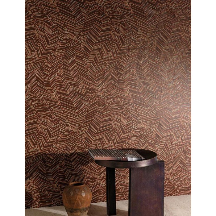 Grandeco|Papel pintado floral abstracto ramas y hojas metalizadas|Étnico