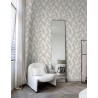 Grandeco|Minimalist large leaves white cream wallpaper|Minimalist