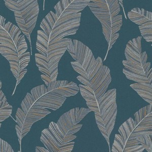 Grandeco|Papier peint minimaliste grandes feuilles vert|Minimaliste