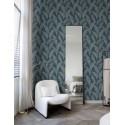 Grandeco|Papel pintado minimalista hojas grandes azul|Papel Pintado