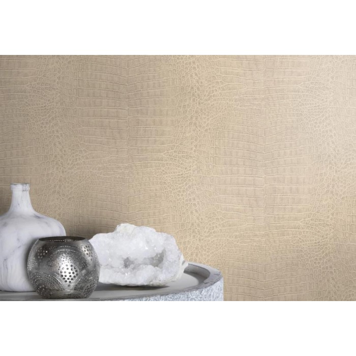 Rasch|Tapete Krokodillederoptik beige|Lederimitat