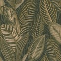 Rasch|Wallpaper ethnic style large green gold leaves|Wallpaper