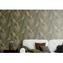 Rasch|Wallpaper ethnic style large green gold leaves|Wallpaper