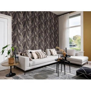 Rasch|Wallpaper ethnic style large blue gold leaves|Wallpaper 2
