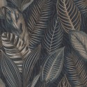 Rasch|Wallpaper ethnic style large blue gold leaves|Wallpaper