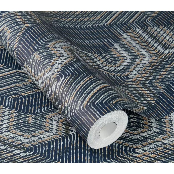 Rasch|Papier peint style ethnique effet textile bleu|Ethnique