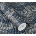 Rasch|Tapete Ethno-Stil textileffekt blau|Ethnisch