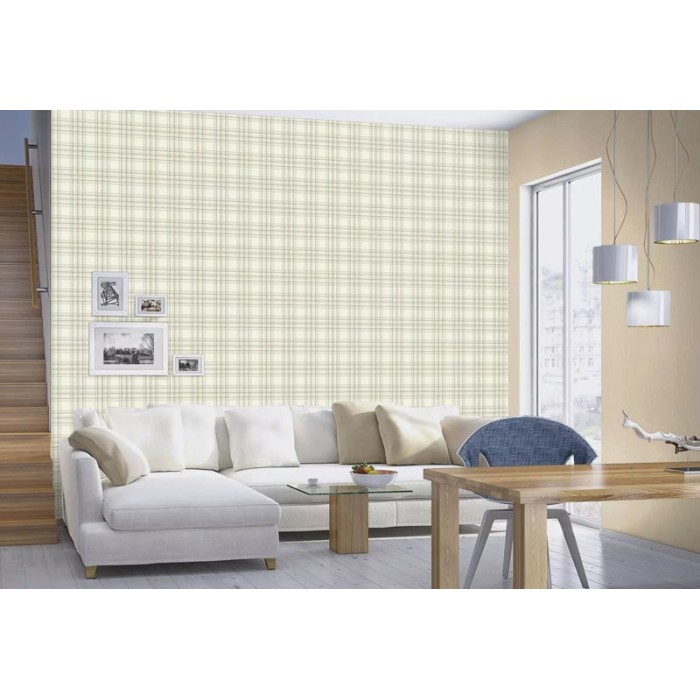 Papel Pintado cuadros escoceses blanco y verde - Rasch Curiosity 537437