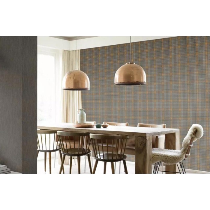 Rasch|Papier peint carreaux écossais tartan gris|Carreaux