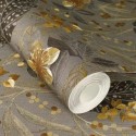 Rasch|Wallpaper begonia gray ochre flowers|Wallpaper